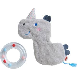 👉 Rammelaar grijs polyester kunststof Haba Neushoorn 12 Cm 2-delig 4010168251288