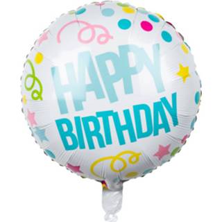 👉 Folieballon wit multikleur Boland Happy Birthday 45 Cm 8712026310057