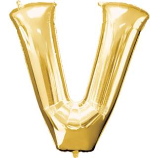 👉 Folieballon goud goudkleurig Anagram Mini Shape V 27 X 33 Cm 26635330558
