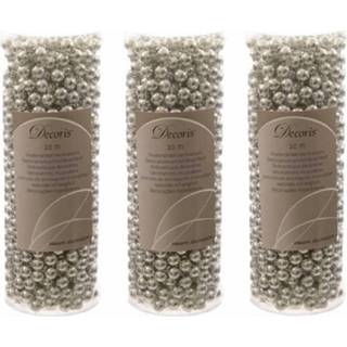 👉 Kerstboom zilveren kunststof zilverkleurig 3x Stuks Kralenslingers Kerstslingers 10 Meter - Guirlande Versieringen 8720276163873