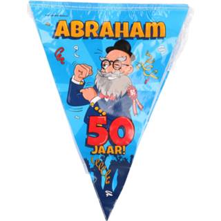 👉 Vlaggenlijn 50 jaar Abraham versiering/decoratie 10 meter