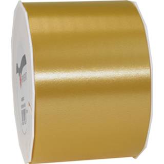 👉 Verpakkingsmateriaal 1x Brede luxe bronzen satijnlint rollen 9 cm x 91 meter cadeaulint