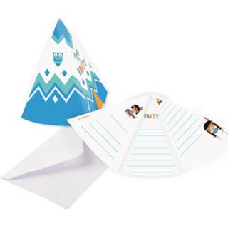 👉 Envelop blauw wit papier Amscan Uitnodigingen Met Tipi-tent 10,8 Cm Blauw/wit 8 Stuks 192937006887