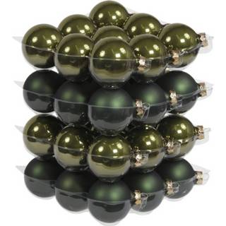 👉 Kerstbal groene glans glas groen 36x Donker Olijf Glazen Kerstballen 6 Cm - Mat/glans Kerstboomversiering Mat En Glanzend 8718573138144