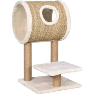 👉 Krabpaal hout beige Vidaxl Kattenmeubel Met Tunnel En 69 Cm Zeegras 8720286062418