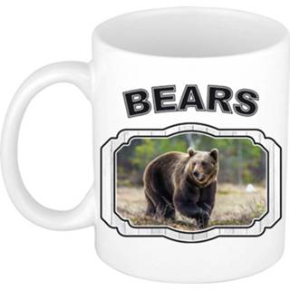 👉 Beker bruine keramiek wit Dieren Liefhebber Beer Mok 300 Ml - Kerramiek Cadeau / Beren 8720276851459