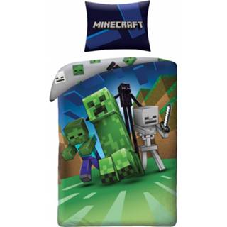 👉 Dekbedovertrek katoen multikleur Minecraft Nacht - Eenpersoons 140 X 200 Cm 5902729047708