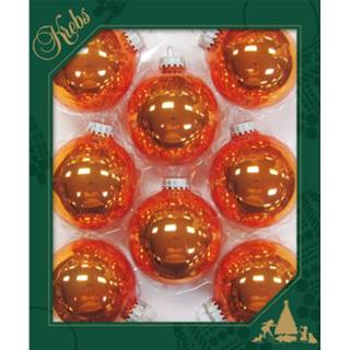 👉 Kerstbal oranje glans glas 8x Orange Crush Glazen Kerstballen 7 Cm Kerstboomversiering - Kerstversiering/kerstdecoratie 8720147933147