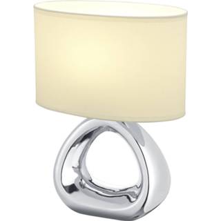 👉 Tafellamp zilver keramiek zilverkleurig Led - Tafelverlichting Trion Gizo E27 Fitting Rond Mat 6013911667648