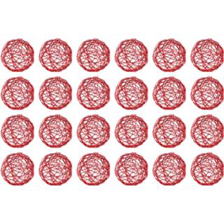 👉 Kerstbal rood metaal Decotrees Draad Kerstballen 24 Stuks 4cm 4030758206627
