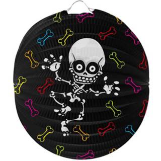 👉 Lampion papier zwart Skelet 22 Cm 8714572505567