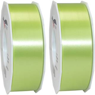 👉 Verpakkingsmateriaal limoen groen 3x Luxe lime satijnlint rollen 4 cm x 91 meter cadeaulint