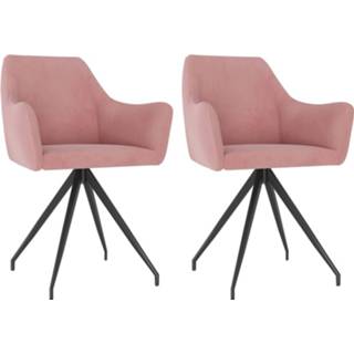 👉 Eetkamerstoelen 2 st fluweel roze