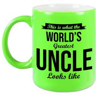 👉 Beker groen keramiek Oom Cadeau Mok / This Is What The Worlds Greatest Uncle Looks Like - Neon Verjaardag Bedankje 8720276767088