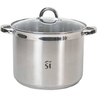 👉 Kookpan RVS aluminium zilverkleurig Luxe Kookpan/pan Loa Met Glazen Deksel 31 Cm 15 Liter - Kookpannen/aardappelpan Soeppan Koken Keukengerei 8430540805964