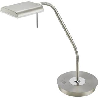 👉 Tafellamp wit nikkel aluminium zilverkleurig Led - Trion Bernaro 12w Warm 3000k Dimbaar Rond Mat 6013912211239