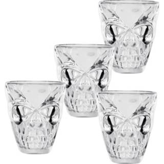 👉 Shotglas kunststof transparant Boland Shotglaasjes Schedel 50 Ml 4 Stuks 8712026719966