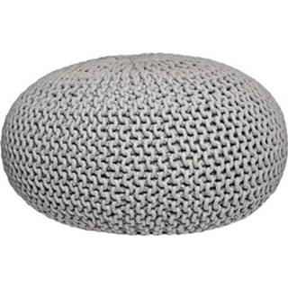 👉 Poef grijs katoen l Label51 Gebreid Lichtgrijs 8720143414152