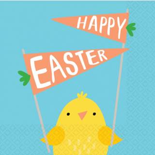 👉 Servet blauw papier Amscan Servetten Happy Easter 25 Cm 16 Stuks 192937002254
