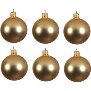 👉 Kerstbal gouden goud glas goudkleurig 6x Glazen Kerstballen 6 Cm - Mat/matte Kerstboomversiering 8719538909229