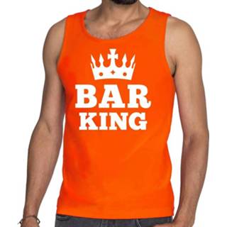 👉 Tanktop oranje katoen l mannen Bar King / Mouwloos Shirt Heren - Koningsdag Kleding 8719538965232