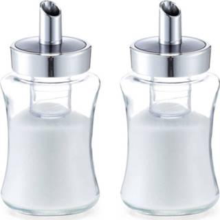 👉 Suikerstrooier glas metaal 6x Suikerstrooiers van glas/metaal 175 ml