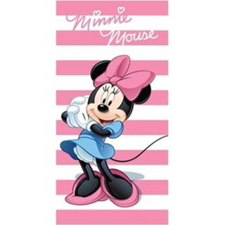 👉 Strandlaken roze katoen Disney Minnie - 100% 70x140 Cm Pink 5425039187174