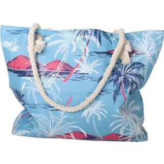 👉 Strandtas blauw polyester Gerimport Palmboom 15,4 Liter 44 X 35 8430540892018