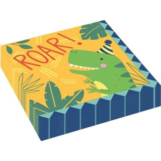 👉 Servet papier multikleur Amscan Servetten Dino 33 X Cm 16 Stuks 192937111642