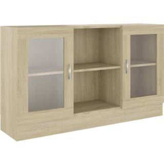 👉 Vitrinekast Vidaxl 120x30,5x70 Cm Spaanplaat Sonoma Eikenkleurig 8720286134719
