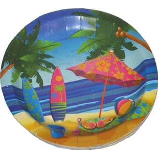 👉 Bord karton papier multikleur 24x Party Bordjes Hawaii Feest Thema 23 Cm - Feestartikelen En Tafel Versiering 8720276420334