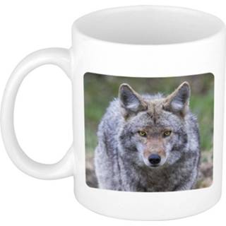 👉 Beker keramiek wit Dieren Wolf Foto Mok 300 Ml - Cadeau / Wolven Liefhebber 8720276777674