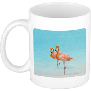 👉 Beker keramiek wit Dieren Flamingo Foto Mok 300 Ml - Cadeau / Vogels Liefhebber 8720276777667