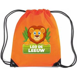 Rugtas oranje nylon kinderen Leo De Leeuw Rijgkoord / Gymtas - 11 Liter Voor 8719538526020