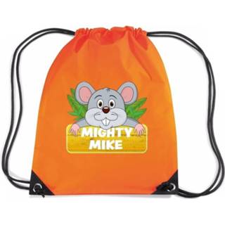 👉 Rugtas oranje nylon kinderen Muis Mighty Mike Rijgkoord / Gymtas - 11 Liter Voor 8719538526006