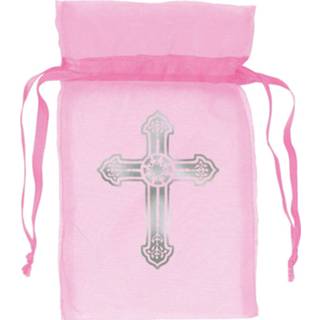 👉 Uitdeelzakje roze polyester meisjes Amscan Uitdeelzakjes Met Kruis 8,8 Cm 12 Stuks 48419740186