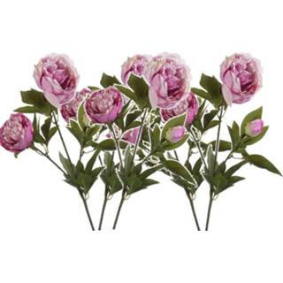 👉 Kunstbloem roze 5x pioenrozen kunstbloemen takken 70 cm