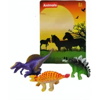 👉 Dinosaurus paars groen oranje kunststof Lg-imports Mini Dinosaurussen 3 Stuk 5 Cm Paars/groen/oranje 8719817537730