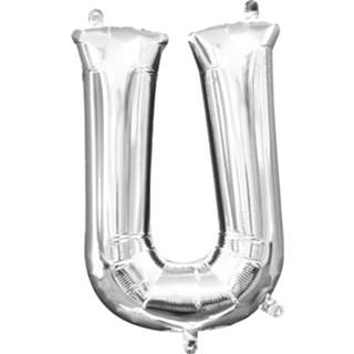 👉 Folieballon zilver zilverkleurig Amscan Letter U 20 X 33 Cm 26635330527