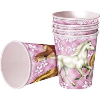 👉 Beker karton multikleur kinderen 16x Paarden Thema Bekertjes 250 Ml - Wegwerp Servies Kinderfeestje Versieringen/decoraties 8720147584448