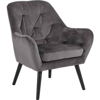 👉 Fauteuil grijs zwarte fluweel houten stof 24designs Sabrina - Donkergrijs Poten 8720143245237