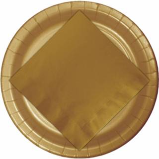 👉 Bord gouden papier goudkleurig Bordjes 23 Cm 8718758734161