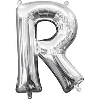 👉 Folieballon zilver zilverkleurig Amscan Letter R 22 X 33 Cm 26635330466