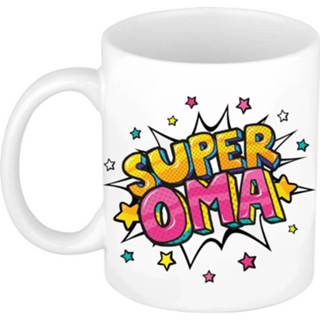 👉 Koffiemok wit keramiek senioren Super Oma Cadeau / Theebeker Met Sterren - 300 Ml Moederdag Bedankje 8720147822267