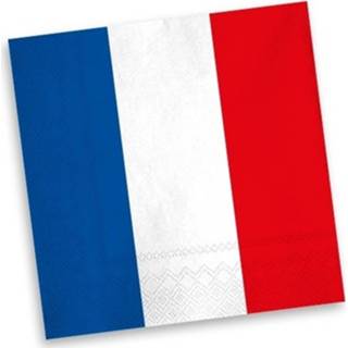 👉 Servet active blauw multi wit papier Frankrijk servetten rood20 stuks