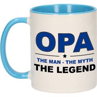 👉 Beker wit blauw keramiek multikleur senioren mannen Opa The Man Myth Legend Cadeau Mok / En - 300 Ml Verjaardag Kado Koffiemok Theebeker 8720147954067