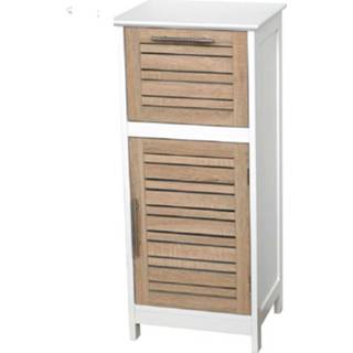 👉 Badkamerkast wit bruin MDF Stockholm Met 1 Deur En Plank - 36,5x30x83 Cm Wit/bruin 6013917921980