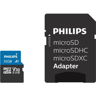 👉 Micro SDHC kaart Philips Fm32mp65b - 32gb Incl. Adapter Class 10 Uhs-i U3 8720039511811