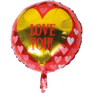 👉 Folieballon rood goud goudkleurig Boland Love You 45 Cm Rood/goud 8712026480132