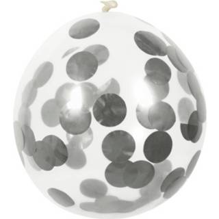 👉 Ballon zilver zilverkleurig Boland Ballonnen Confetti 30 Cm Latex 5 Stuks 8712026222114